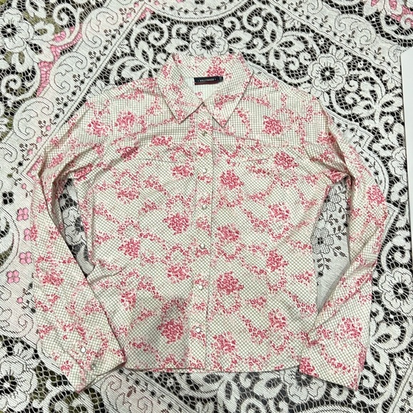 Vintage Hollywood Western Floral Button Down Blouse with Pearl Snaps size Medium - Picture 5 of 11